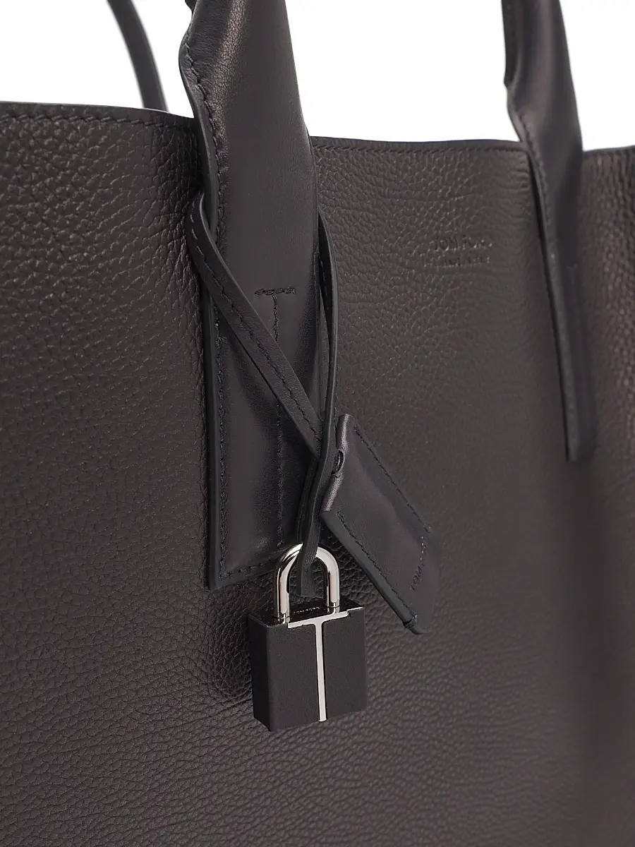 TOM FORD Men's Soft Grain Leather T-Line East-West Tote - Black | Thumbnail 5 TOM FORD Men's Soft Grain Leather T-Line East-West Tote - Black | Thumbnail 5
