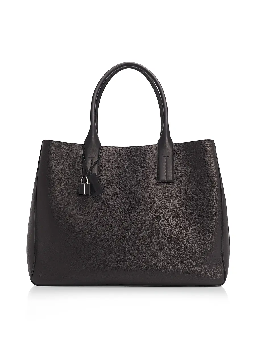 TOM FORD Men's Soft Grain Leather T-Line East-West Tote - Black | Image 1 TOM FORD Men's Soft Grain Leather T-Line East-West Tote - Black | Image 1