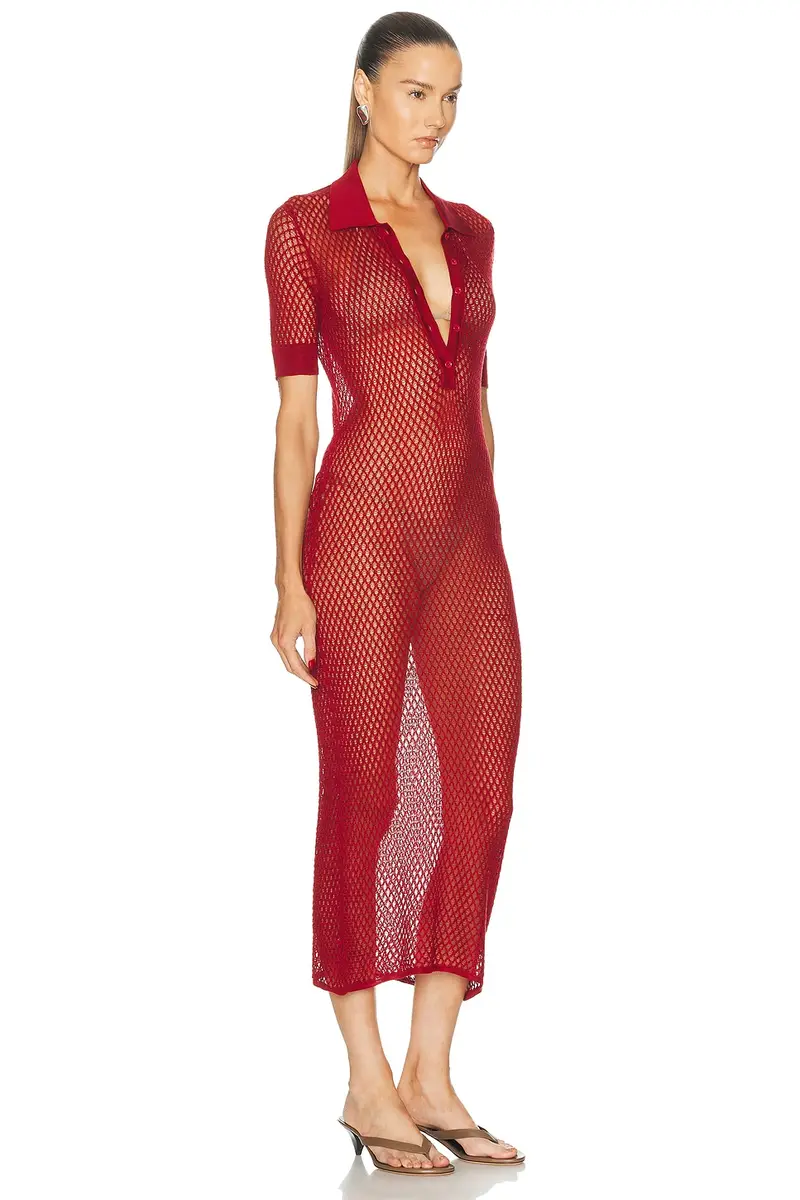 Kiki de Montparnasse Silk Crochet Polo Dress | Thumbnail 2