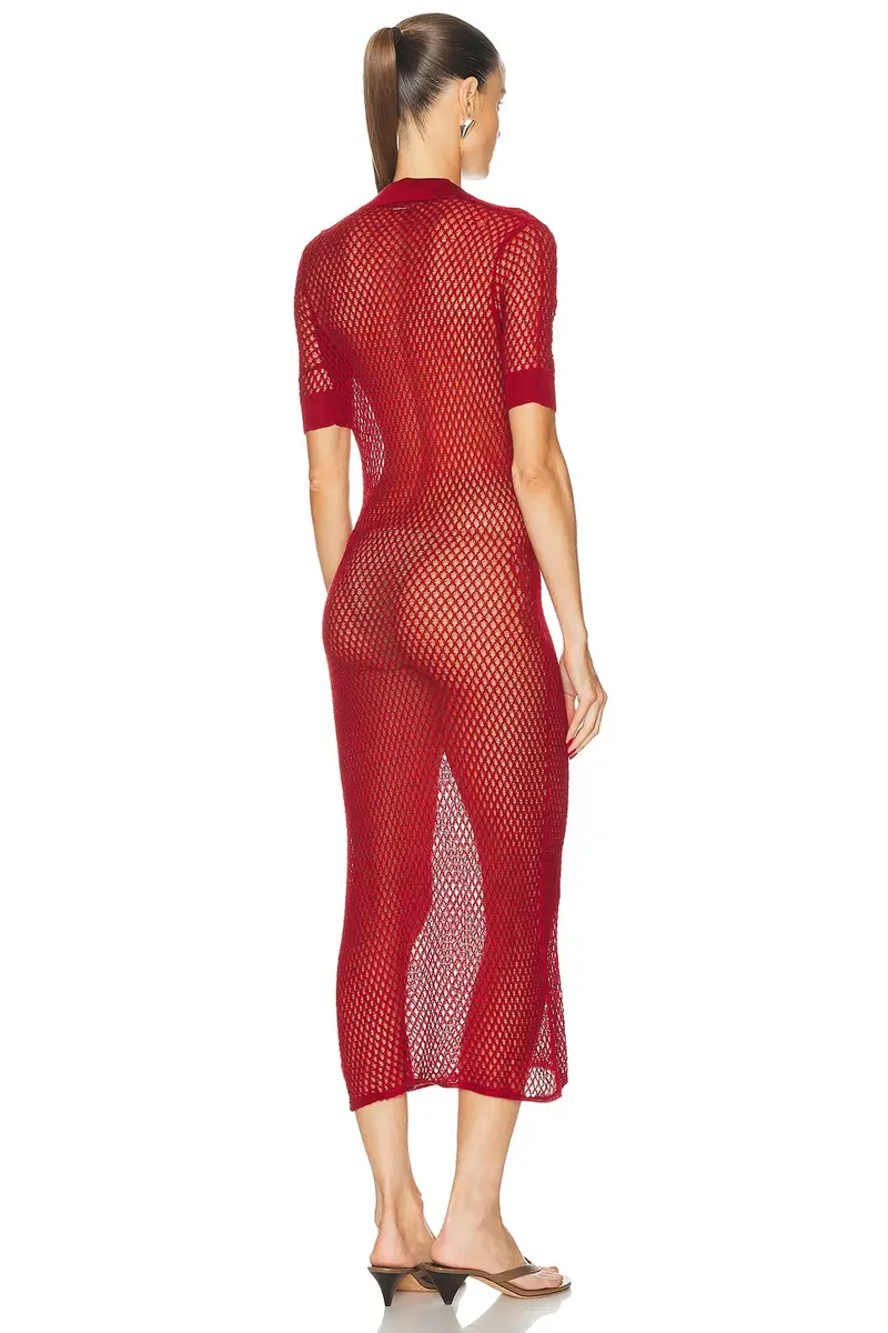 Kiki de Montparnasse Silk Crochet Polo Dress | Thumbnail 3