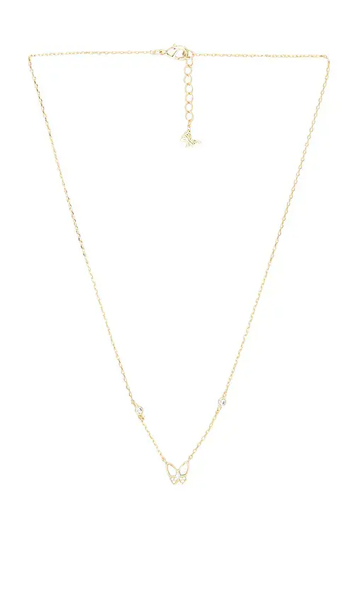Cz & Mop Butterfly Accent Necklace