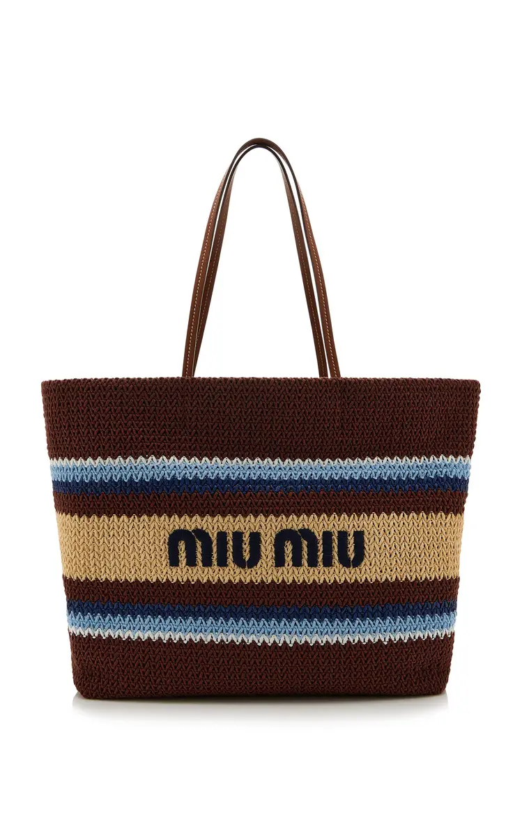 Miu Miu Raffia-Effect Woven Tote Bag | Image 1 Miu Miu Raffia-Effect Woven Tote Bag | Image 1