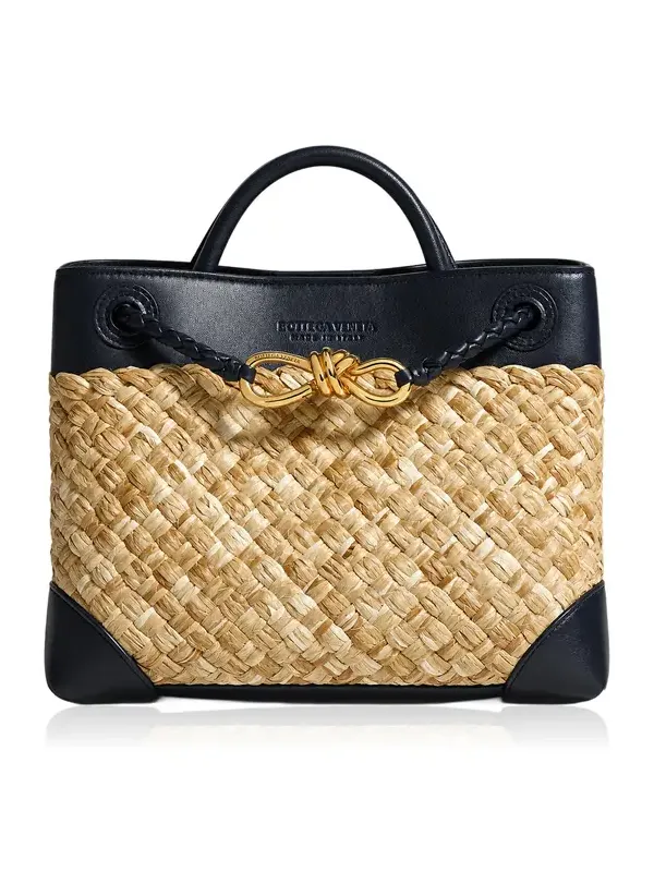 Small Andiamo Intrecciato Leather and Raffia Bag Small Andiamo Intrecciato Leather and Raffia Bag