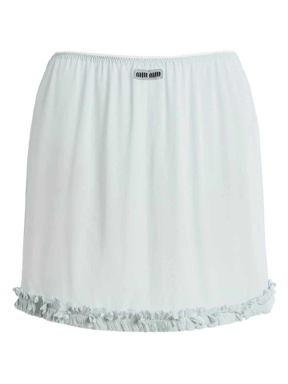 Miu Miu Ruffled Silk-Crepe Midi Skirt
