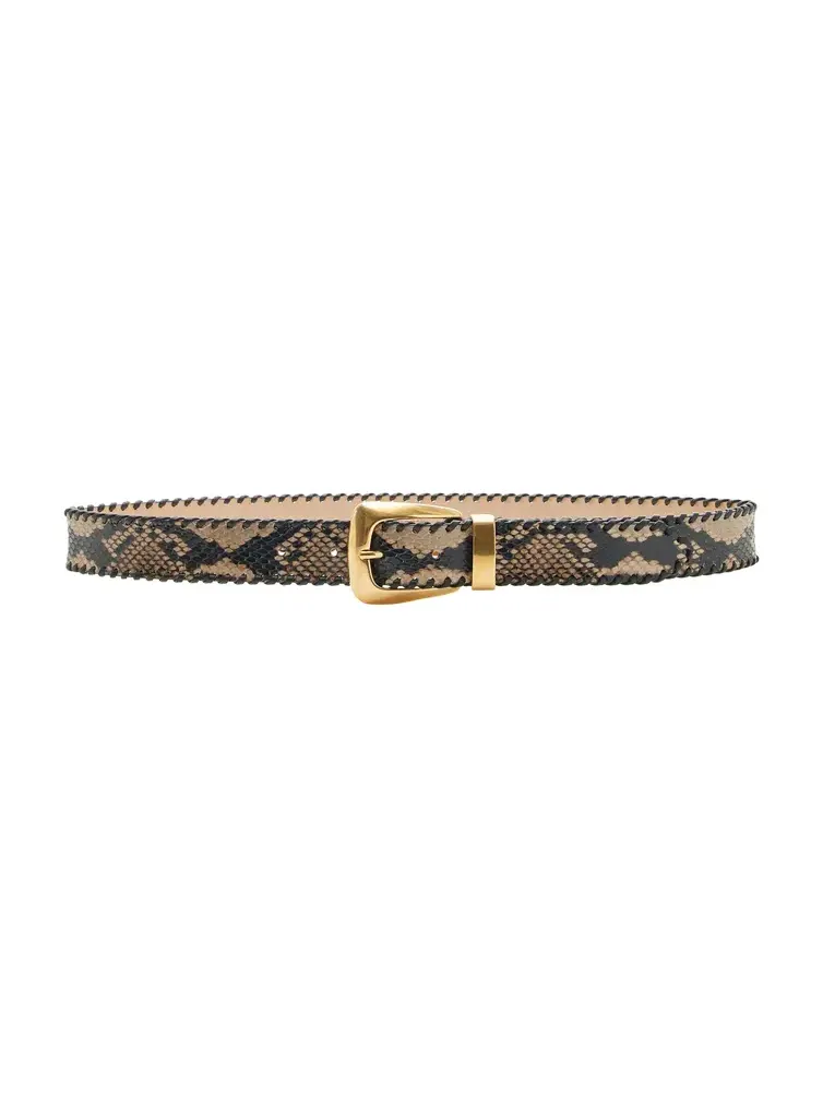 Benny Whipstitch Snake-Effect Leather Belt Benny Whipstitch Snake-Effect Leather Belt