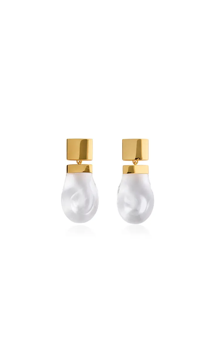 Khaite Keefe Resin Earrings Gold | Image 1 Khaite Keefe Resin Earrings Gold | Image 1