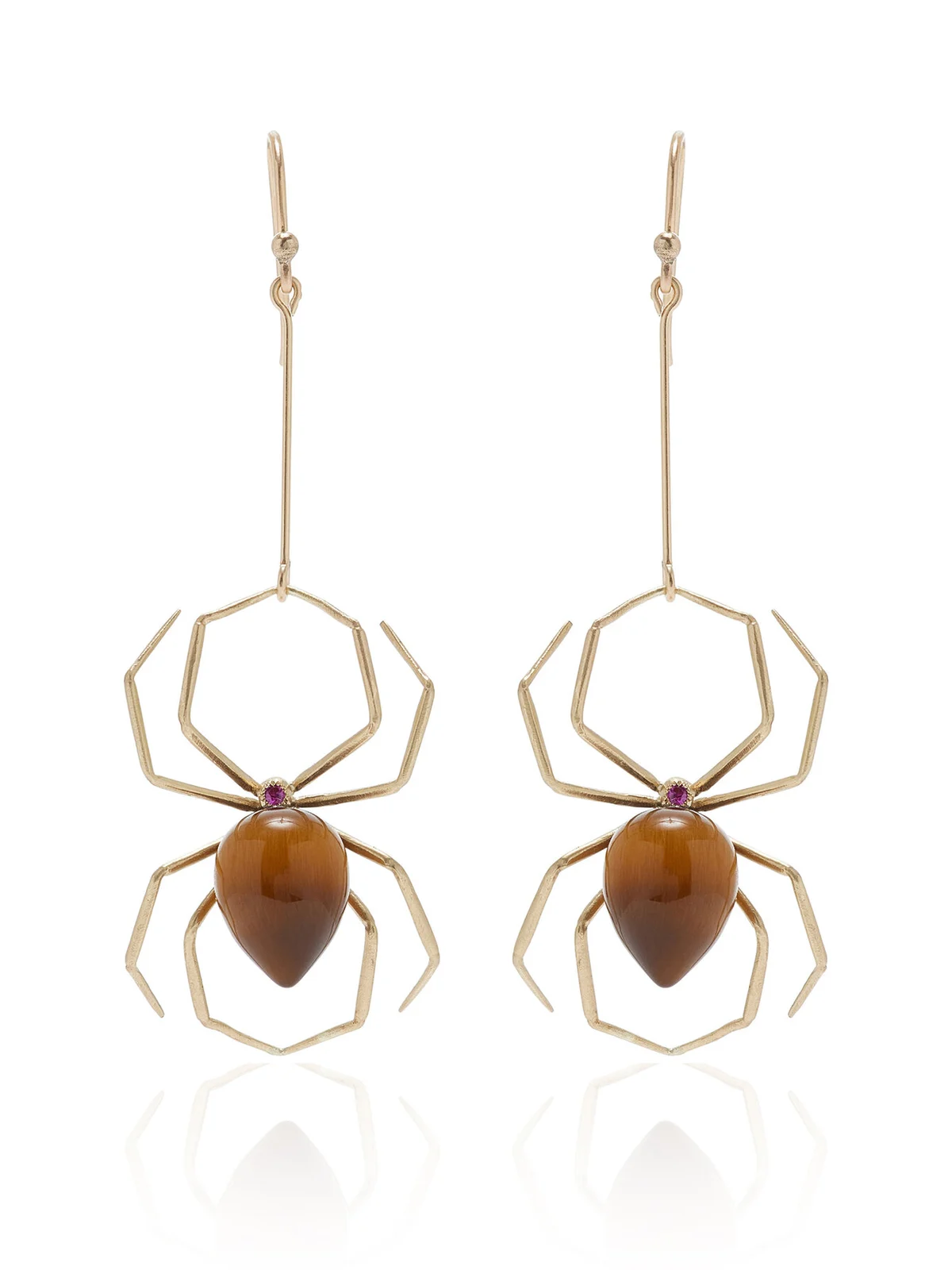 Annette Ferdinandsen Ruby & Tiger's Eye Spider Earrings