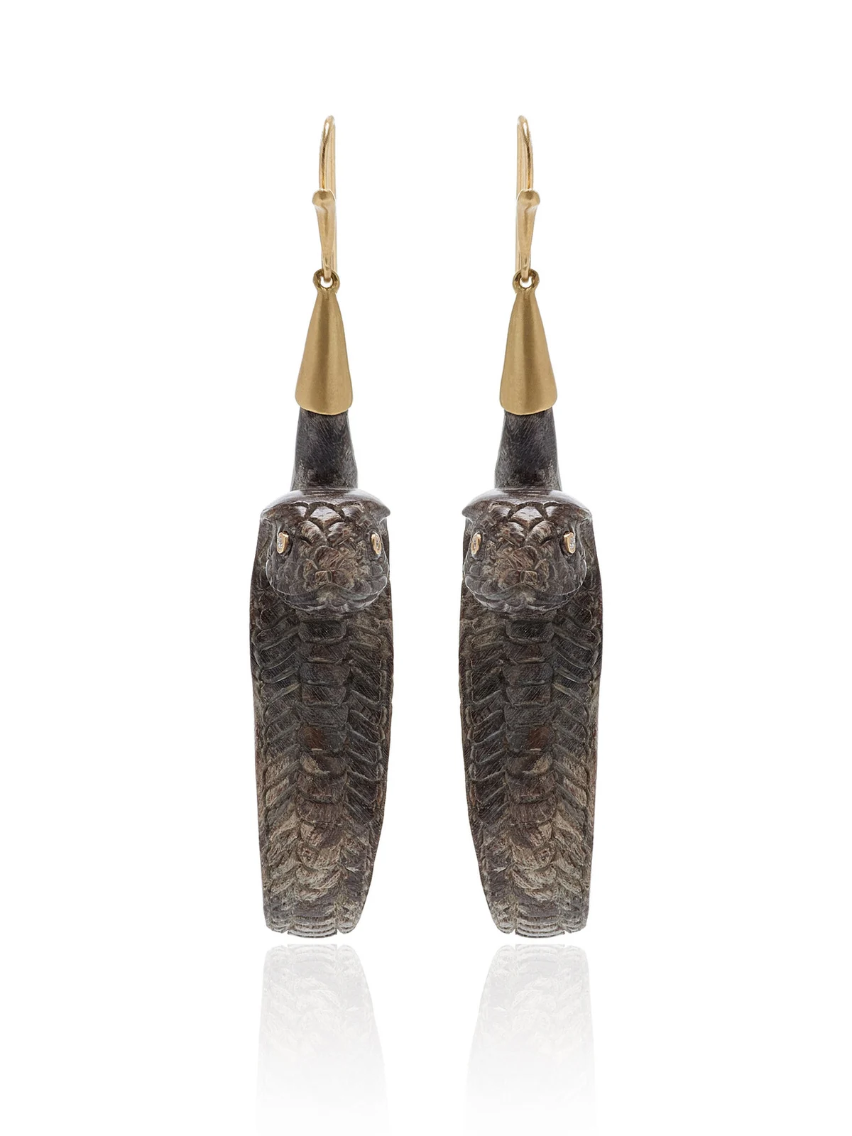 Annette Ferdinandsen Marblewood Cobras with Diamond Eyes Earrings