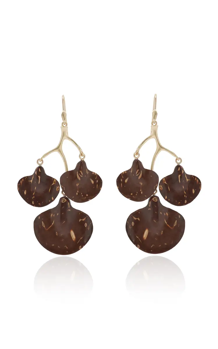Annette Ferdinandsen Coconut Shell Ginkgo Branch Earrings | Thumbnail 4