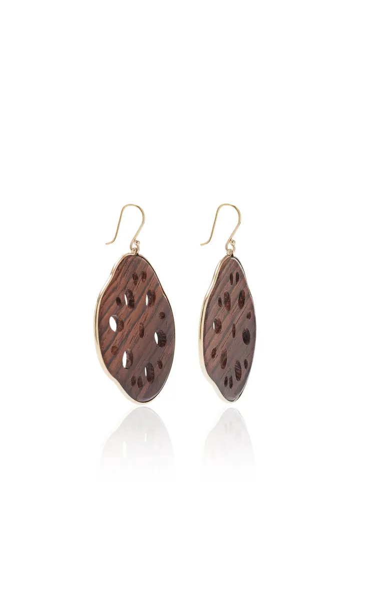 Annette Ferdinandsen Large Rosewood Lotus Root Slice Earrings | Thumbnail 3 Annette Ferdinandsen Large Rosewood Lotus Root Slice Earrings | Thumbnail 3
