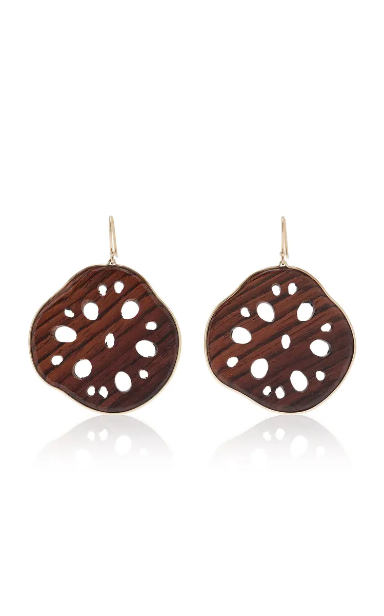 Annette Ferdinandsen Large Rosewood Lotus Root Slice Earrings | Thumbnail 4 Annette Ferdinandsen Large Rosewood Lotus Root Slice Earrings | Thumbnail 4