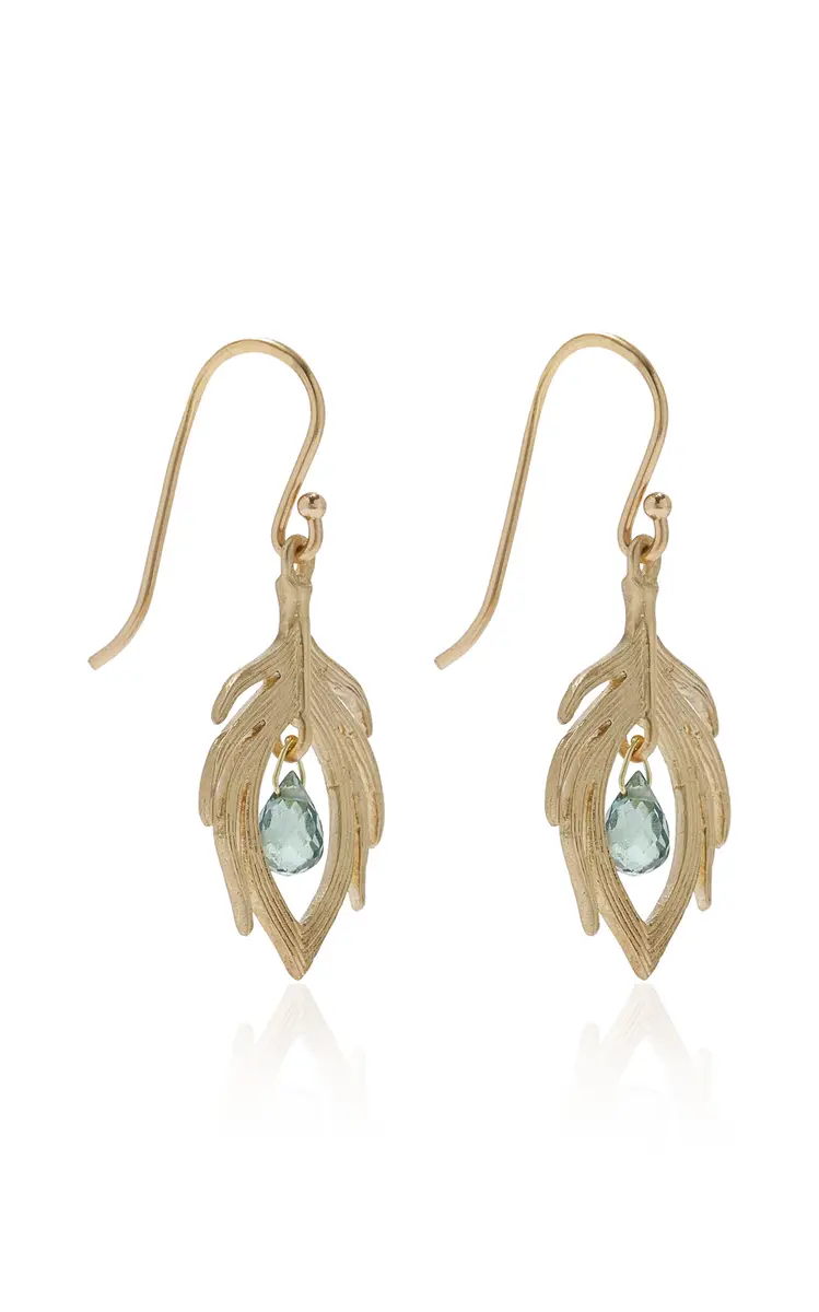Annette Ferdinandsen Tiny Peacock Feathers with Spinel Earrings | Thumbnail 3 Annette Ferdinandsen Tiny Peacock Feathers with Spinel Earrings | Thumbnail 3