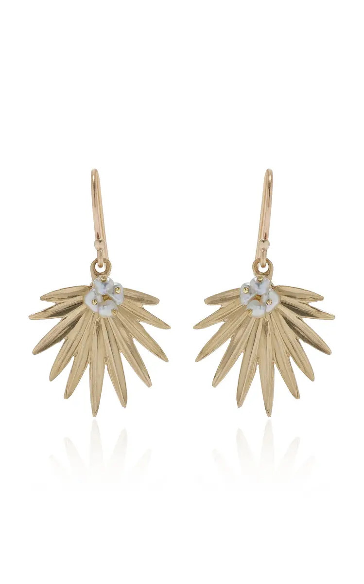Annette Ferdinandsen Small Fan Palm With Pearls Earrings | Image 1 Annette Ferdinandsen Small Fan Palm With Pearls Earrings | Image 1