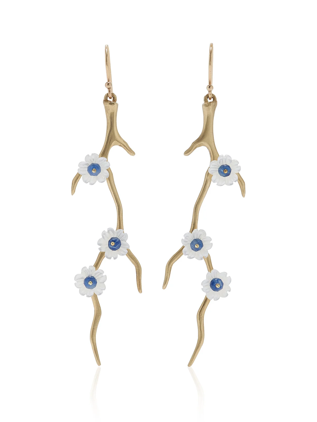 Annette Ferdinandsen Mother of Pearl and Sapphire Blossom Branch Earrings