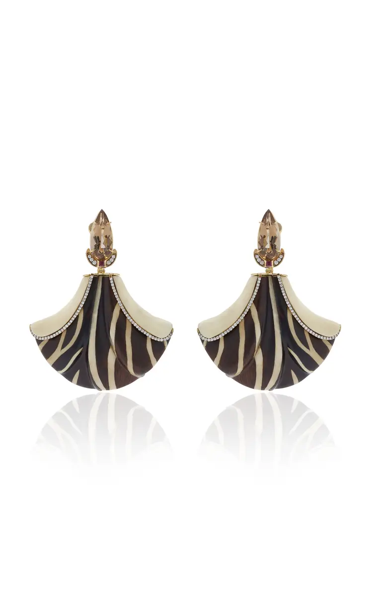 Silvia Furmanovich 18K Yellow Gold Zebra Marquetry Earrings | Image 1 Silvia Furmanovich 18K Yellow Gold Zebra Marquetry Earrings | Image 1