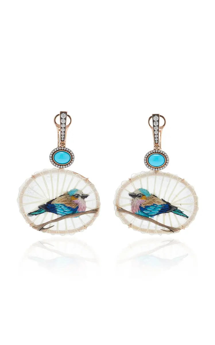 Silvia Furmanovich Embroidered Woven Horse Mane Bird Earrings | Thumbnail 4 Silvia Furmanovich Embroidered Woven Horse Mane Bird Earrings | Thumbnail 4