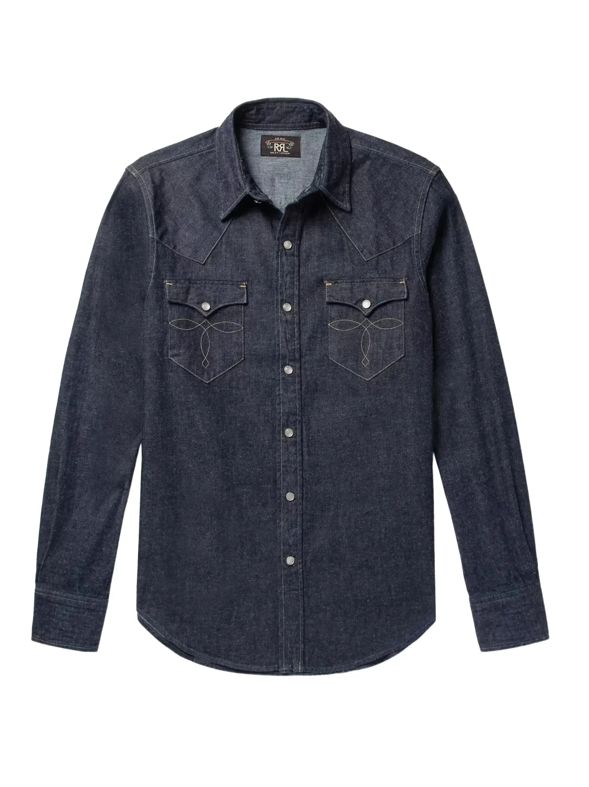 Slim-Fit Denim Western Shirt - Men Slim-Fit Denim Western Shirt - Men