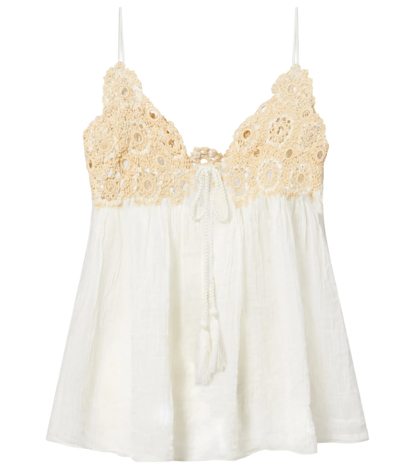 Alessia crochet-trimmed cotton gauze top Alessia crochet-trimmed cotton gauze top