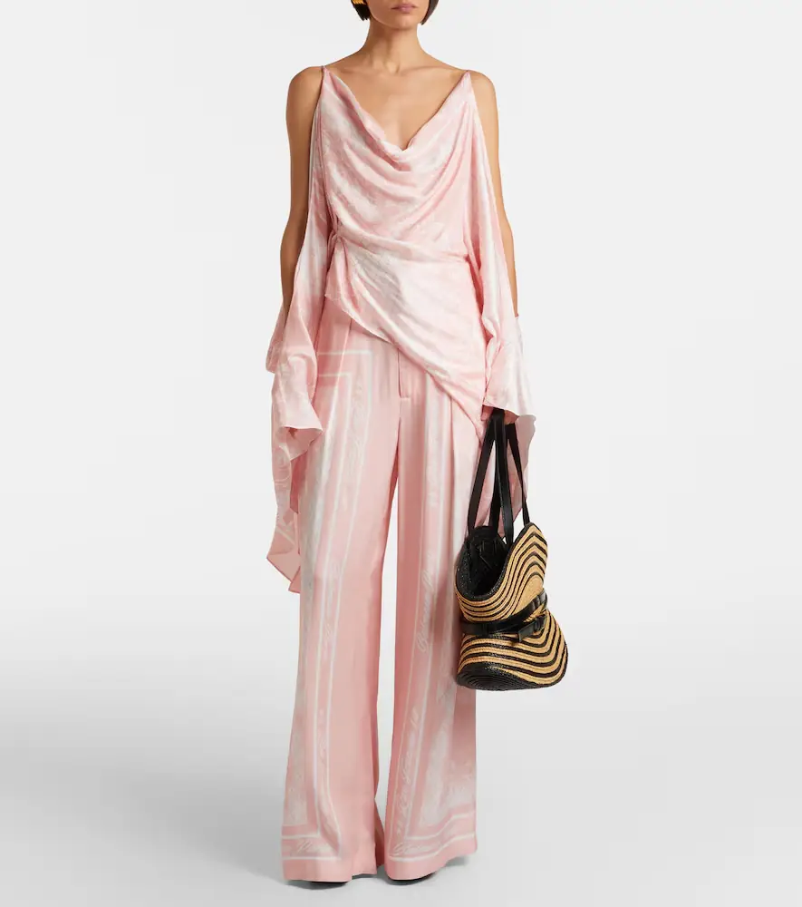 Balmain Printed satin palazzo pants | Thumbnail 6