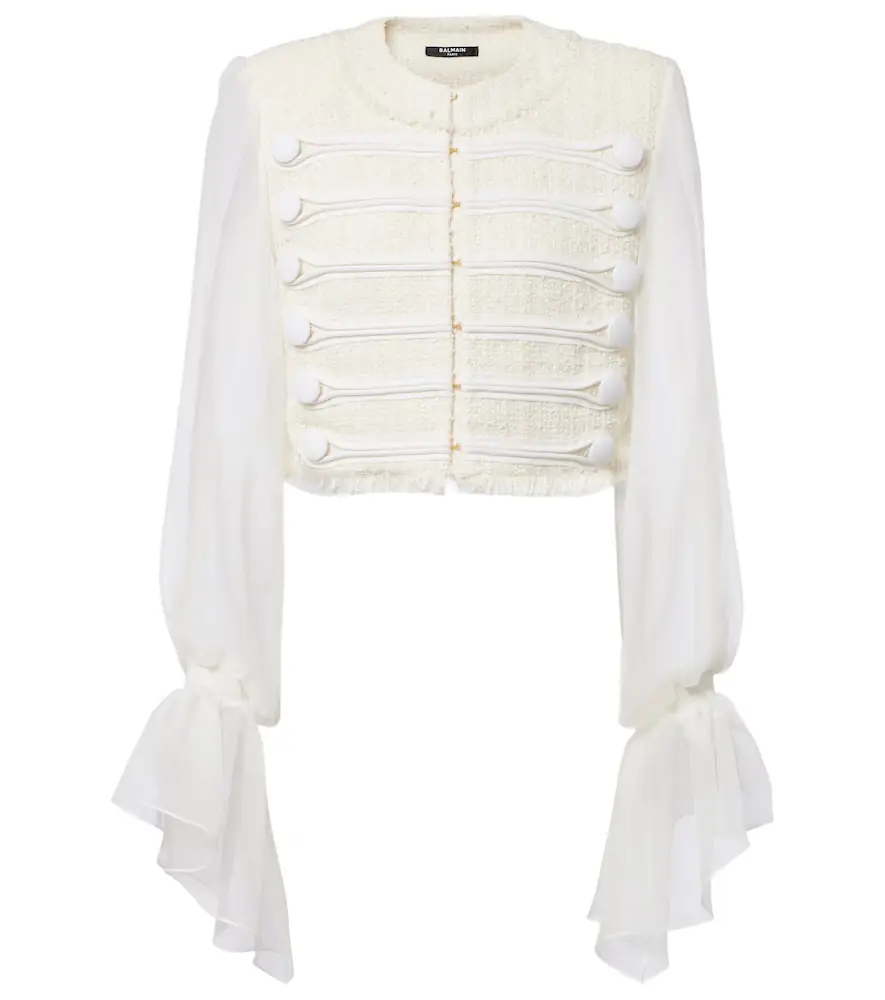 Balmain Silk-trimmed bouclé jacket | Image 1 Balmain Silk-trimmed bouclé jacket | Image 1