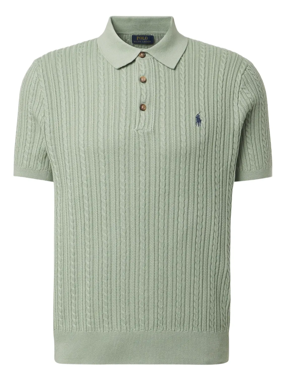 Cable-knit cotton polo shirt Cable-knit cotton polo shirt