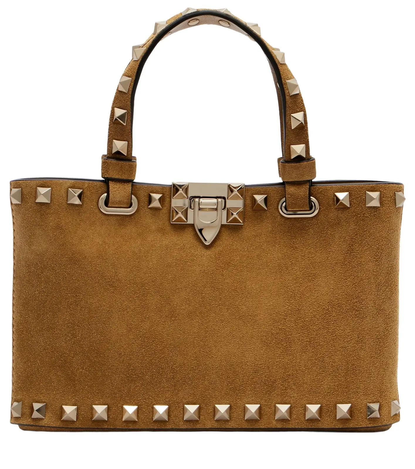 Rockstud Mini suede top-handle bag