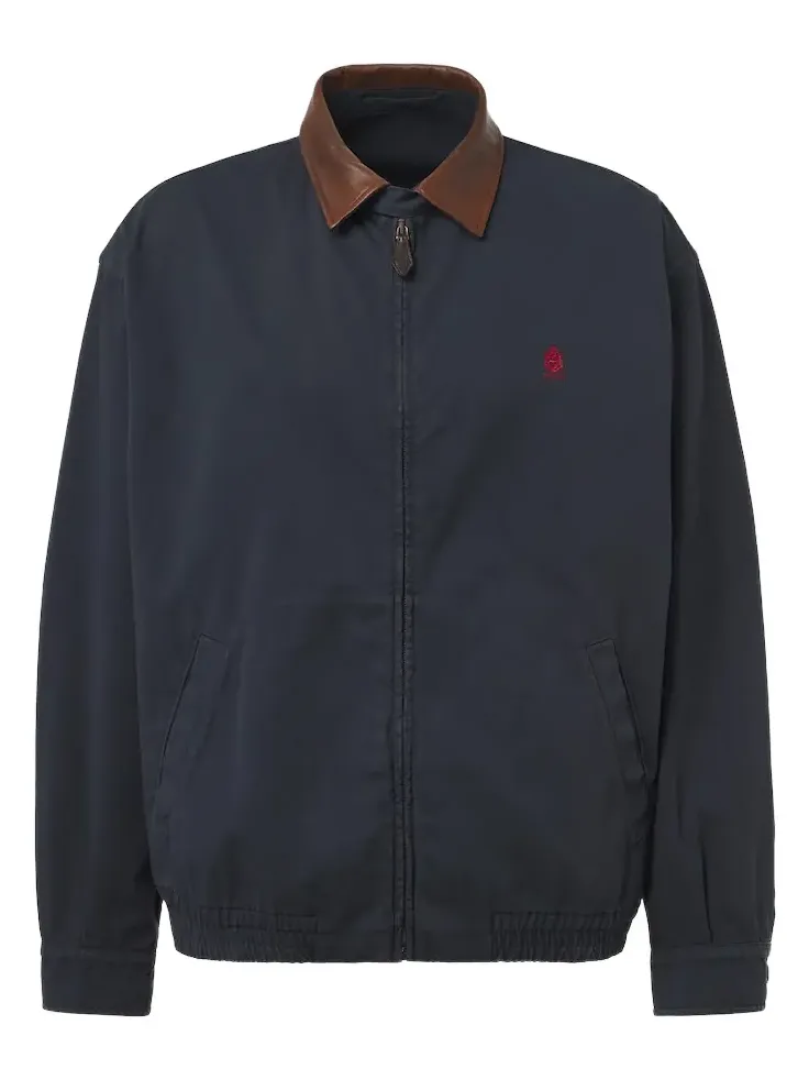 Prada Leather-trimmed cotton canvas blouson jacket