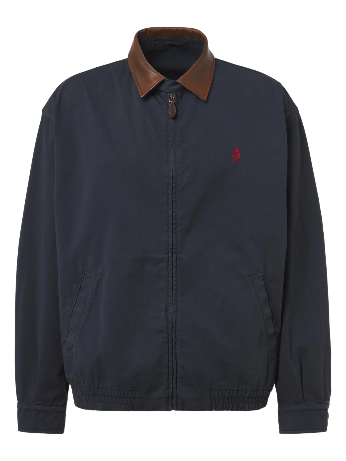 Prada Leather-trimmed cotton canvas blouson jacket