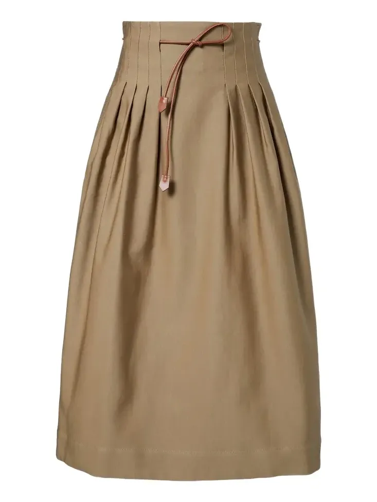 Tempio belted cotton twill midi skirt Tempio belted cotton twill midi skirt