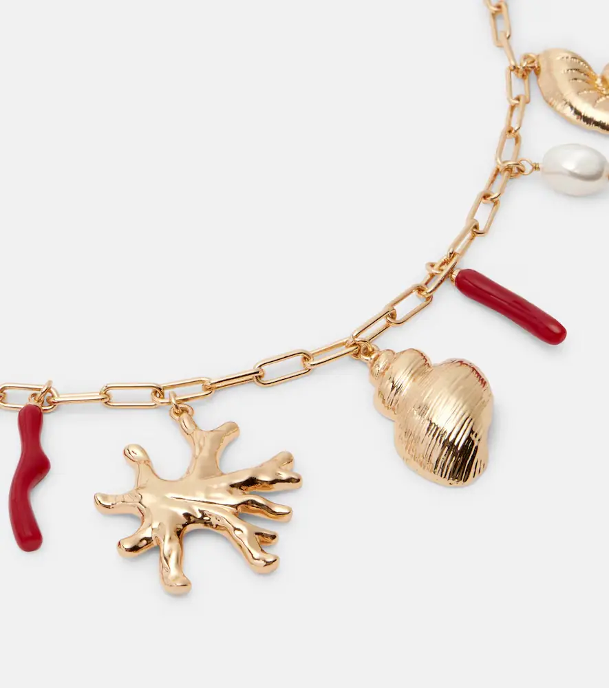 Self-Portrait Faux pearl-embellished charm necklace | Thumbnail 2