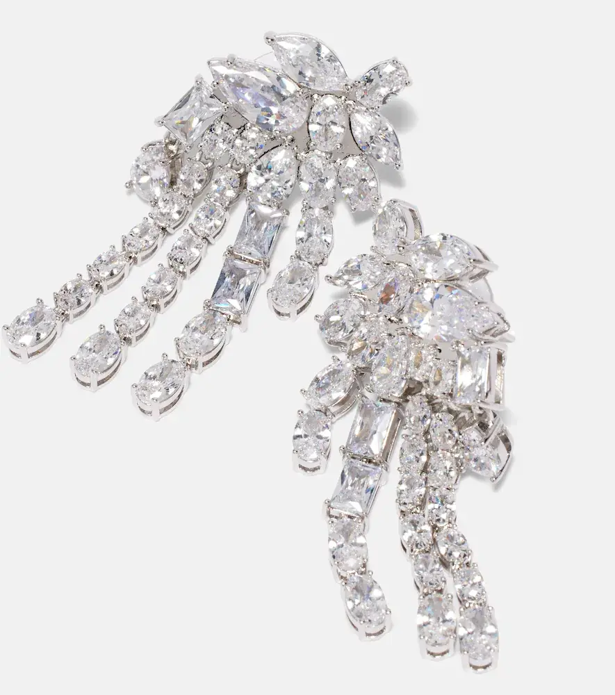 Self-Portrait Crystal-embellished drop earrings | Thumbnail 4