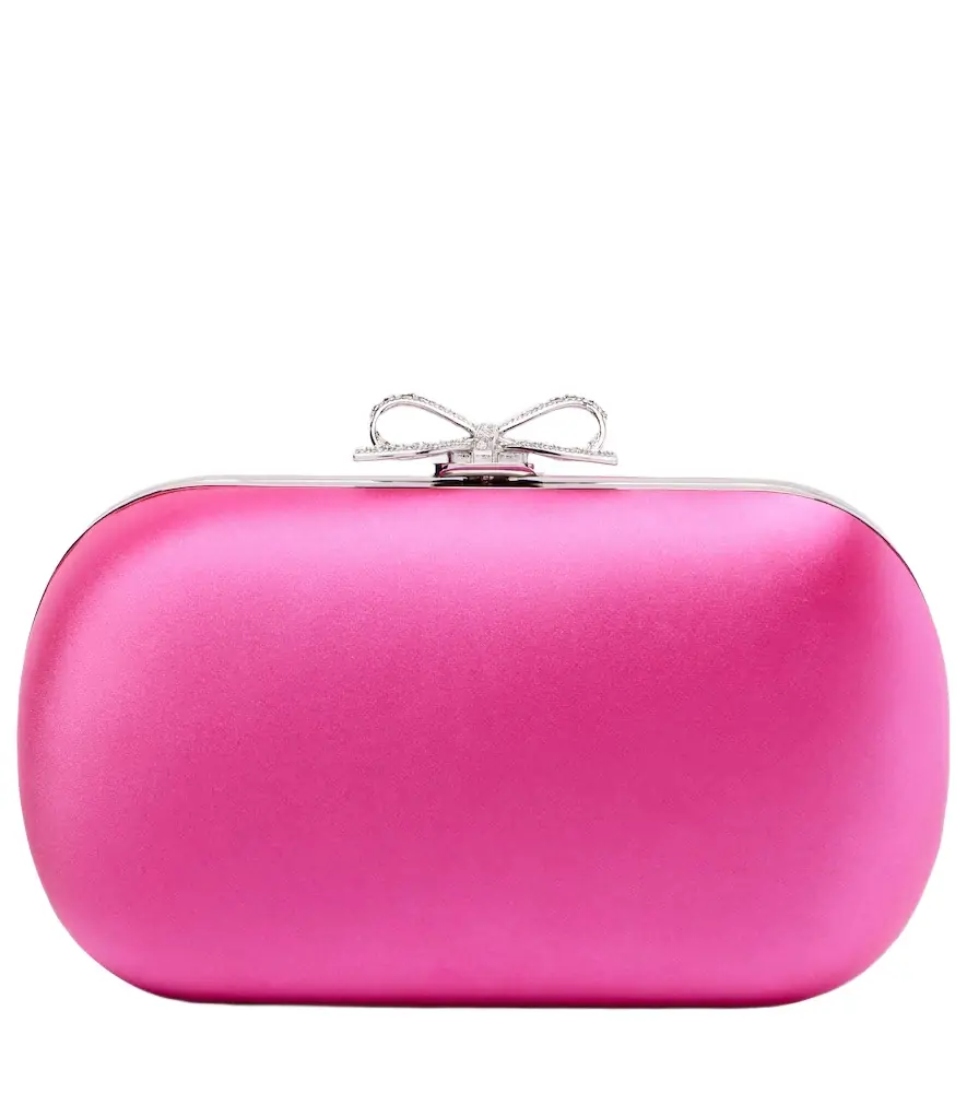 Self-Portrait Bow embellished satin clutch | Image 1 Self-Portrait Bow embellished satin clutch | Image 1