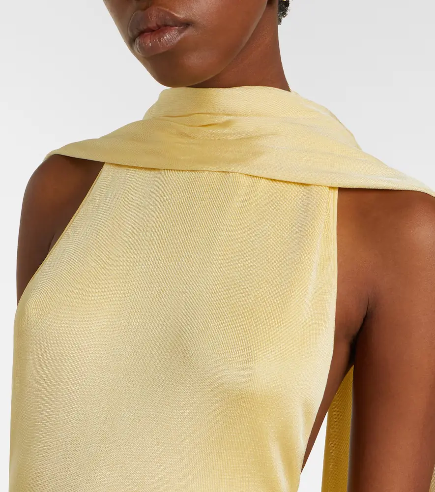 Self-Portrait Scarf-detail knitted maxi dress | Thumbnail 5