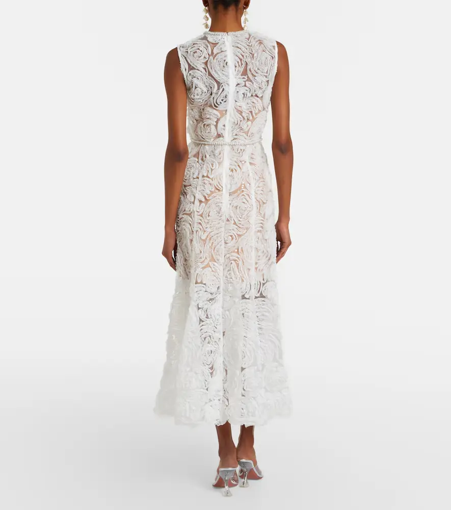 Self-Portrait Embellished lace-trimmed tulle midi dress | Thumbnail 5 Self-Portrait Embellished lace-trimmed tulle midi dress | Thumbnail 5