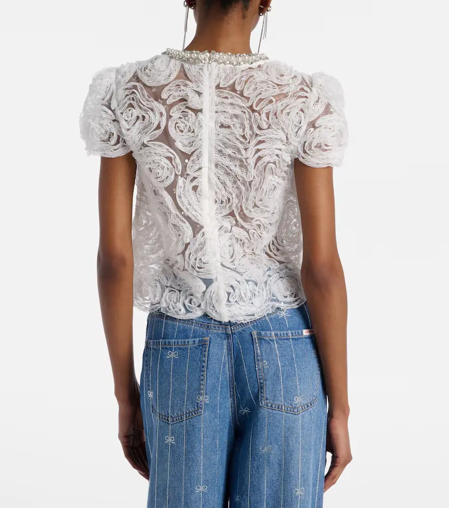 Self-Portrait Tulle lace top | Thumbnail 4