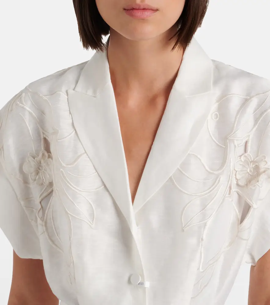 Leo Lin Aubrey floral-appliqué linen-blend shirt dress | Thumbnail 2 Leo Lin Aubrey floral-appliqué linen-blend shirt dress | Thumbnail 2