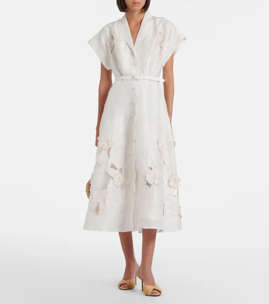 Leo Lin Aubrey floral-appliqué linen-blend shirt dress | Thumbnail 3 Leo Lin Aubrey floral-appliqué linen-blend shirt dress | Thumbnail 3