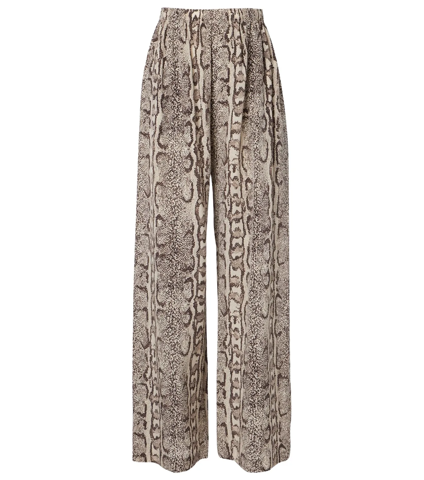 Snake-print silk palazzo pants