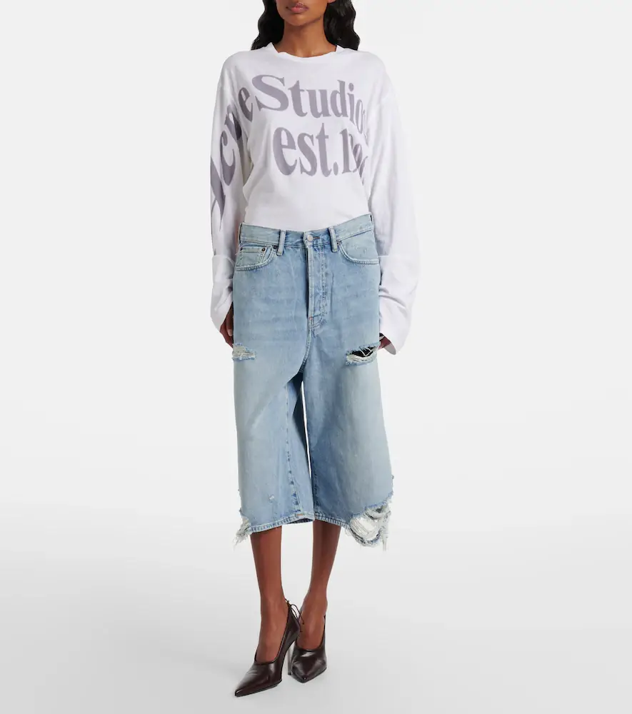 Acne Studios Distressed denim Bermuda shorts | Thumbnail 7