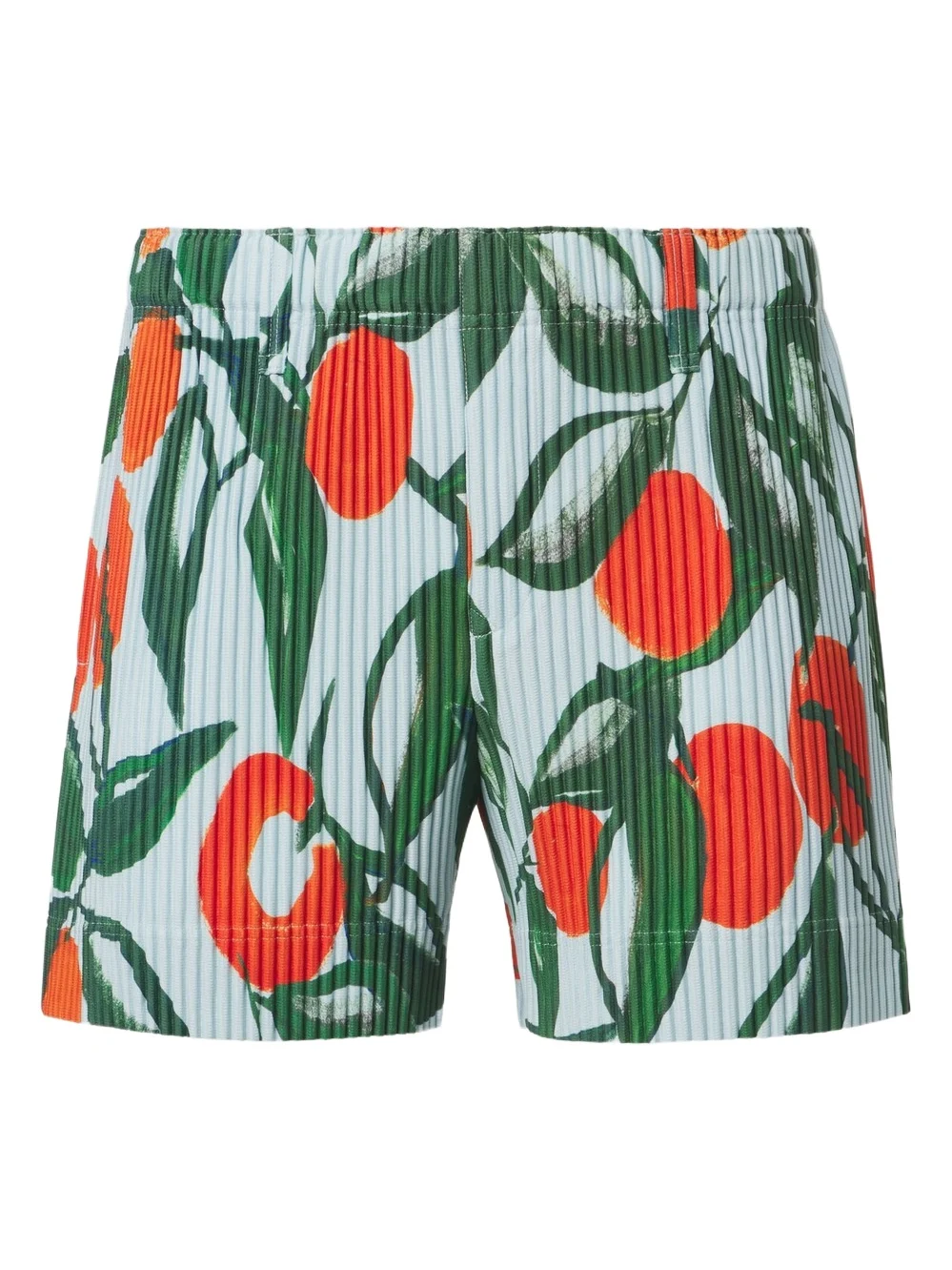 Pleated printed shorts