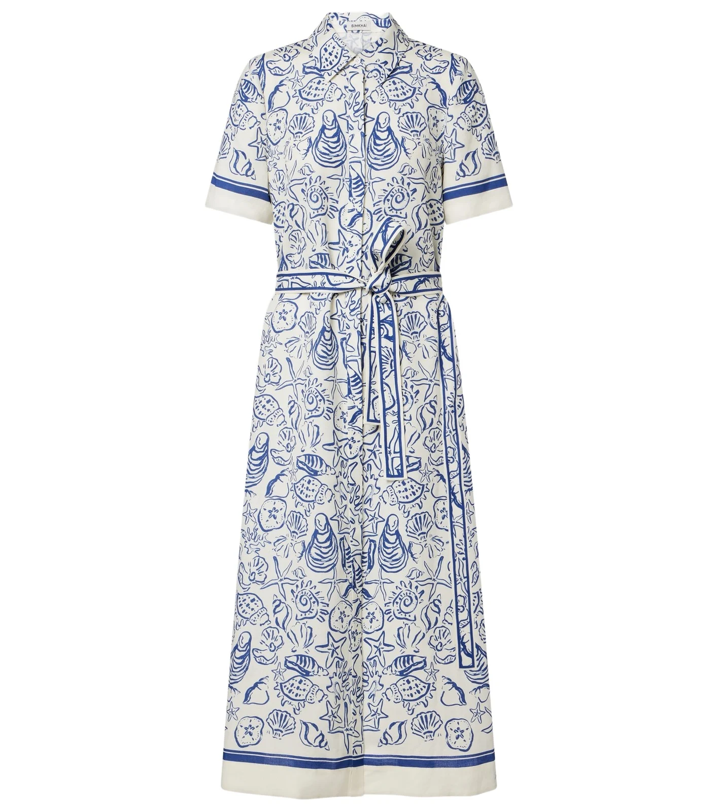 Audria printed linen-blend shirt dress