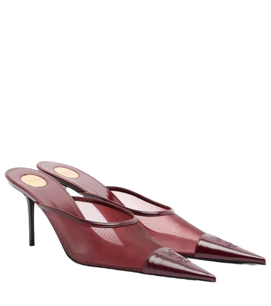 Saint Laurent Renée mesh and leather mules | Image 1 Saint Laurent Renée mesh and leather mules | Image 1