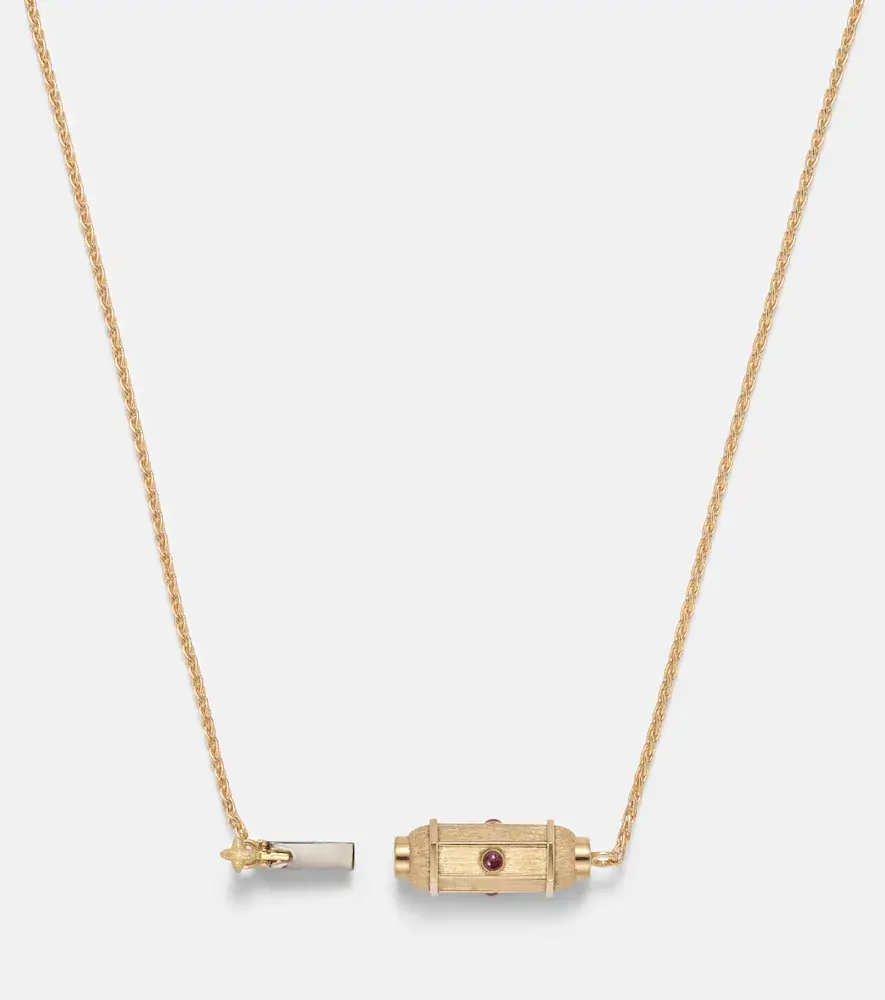 Marie Lichtenberg Coco Micro 18kt gold locket necklace with rubies | Thumbnail 3