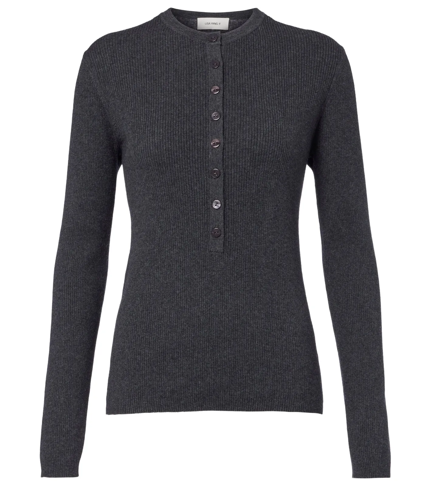 Lisa Yang Airi ribbed-knit cotton and cashmere Henley shirt