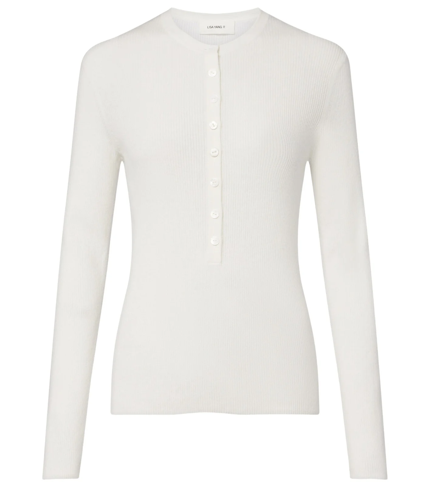 Lisa Yang Airi ribbed-knit cotton and cashmere Henley shirt