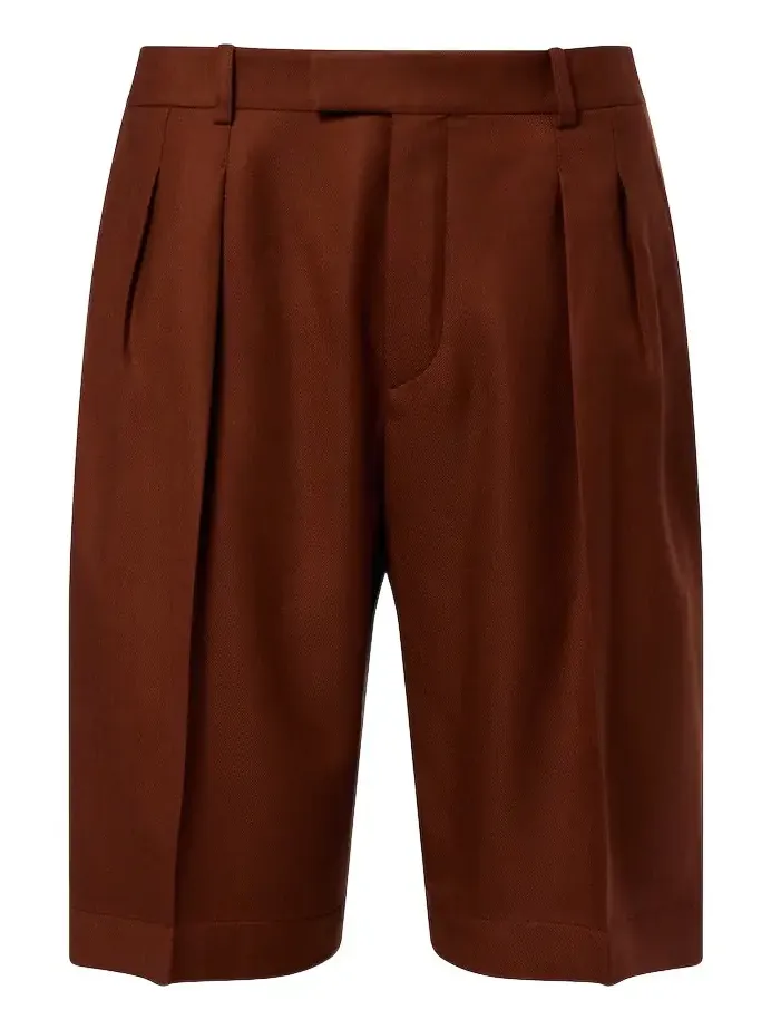 Pleated cashmere Bermuda shorts