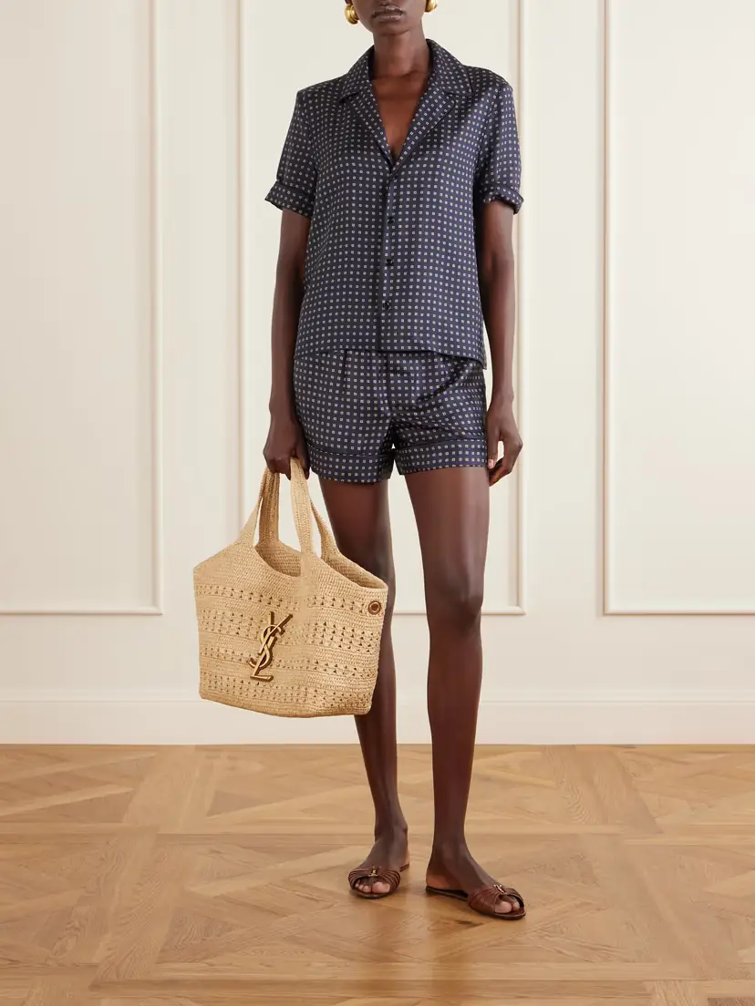 Saint Laurent Icare Medium Logo-appliquéd Raffia Tote | Thumbnail 3