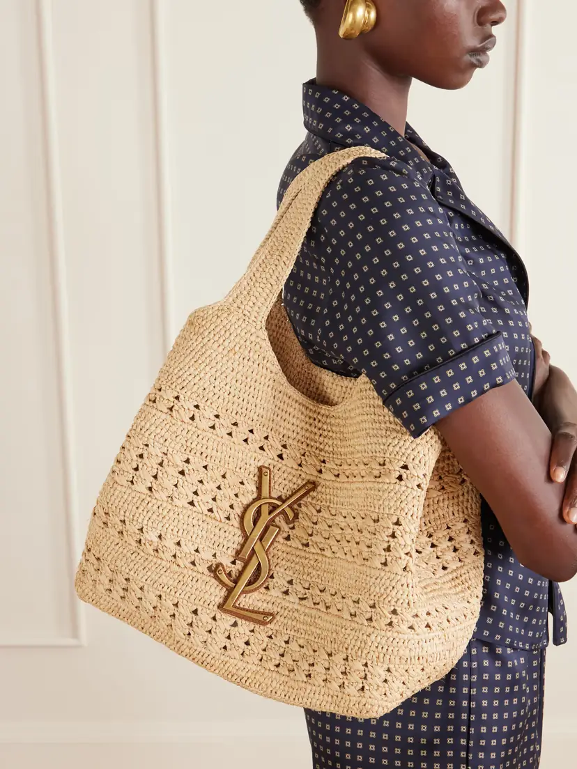 Saint Laurent Icare Medium Logo-appliquéd Raffia Tote | Thumbnail 5