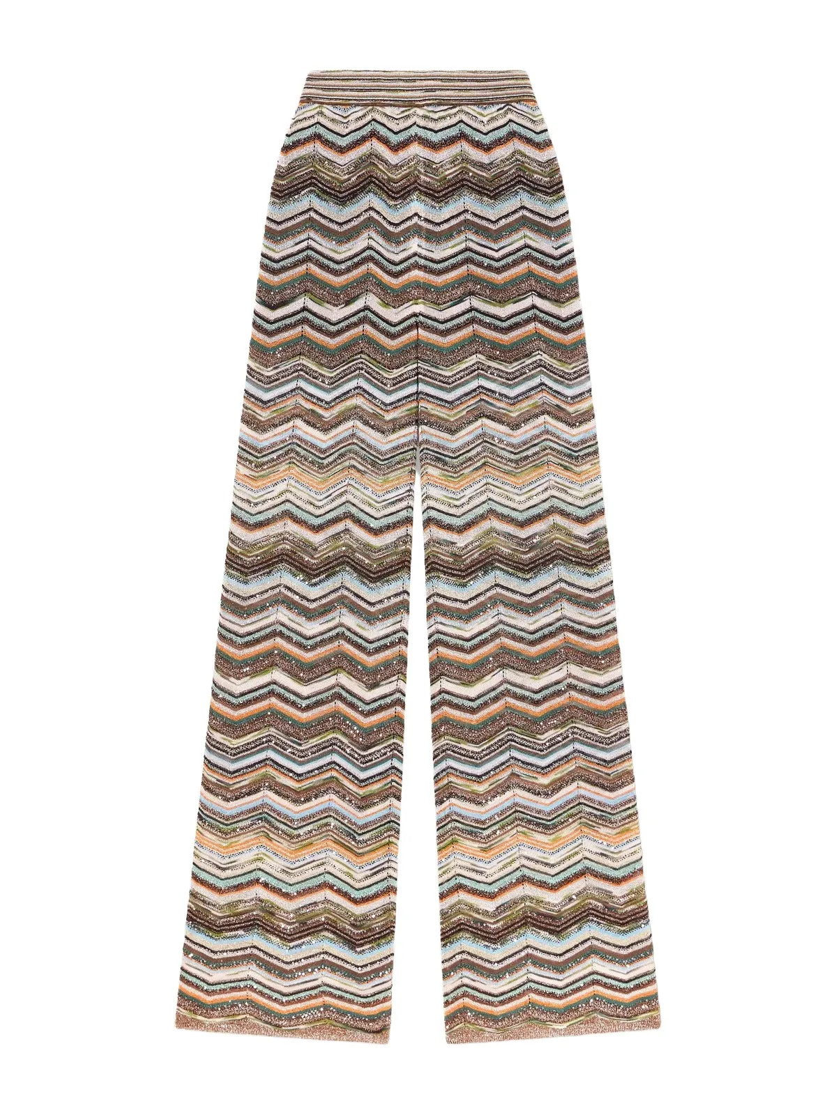 Striped Metallic Crochet-knit Wide-leg Pants