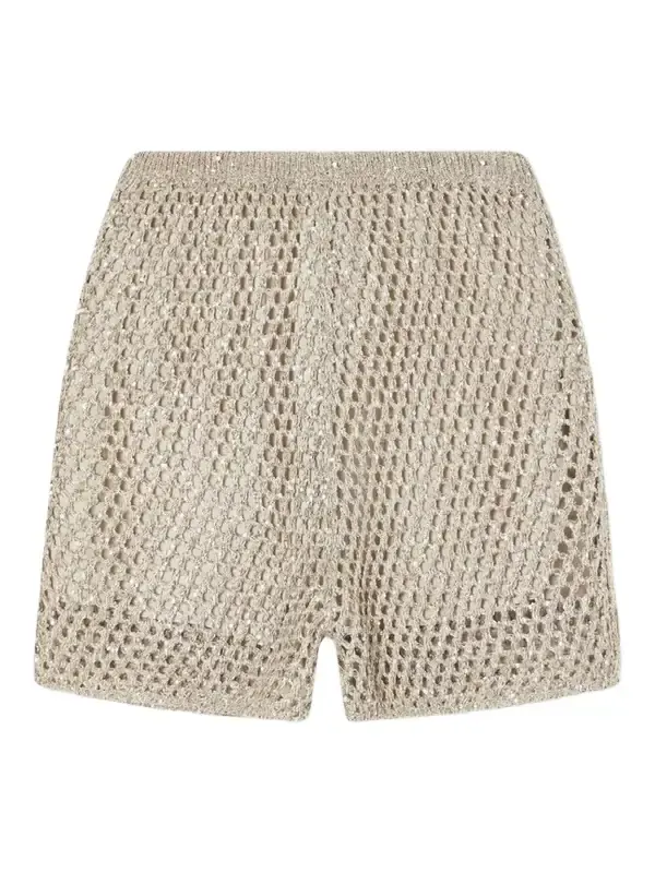 Brunello Cucinelli Sequined Crochet-knit Cotton Mini Shorts